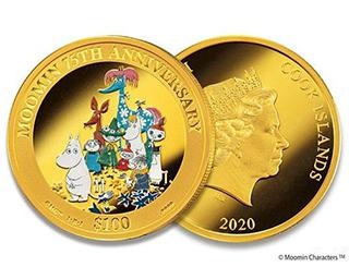 ムーミン75周年をお祝い！クック諸島政府発行の公式カラー金貨・銀貨が数量限定で販売中