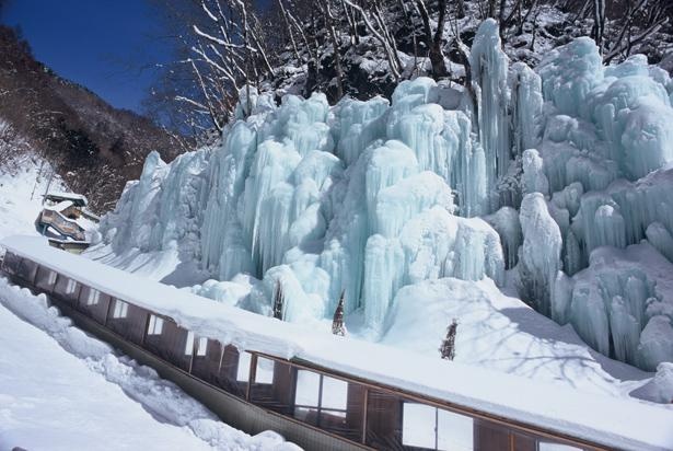 １月上旬から３月上旬までは厳冬を活かした「氷の渓谷」が見られる
