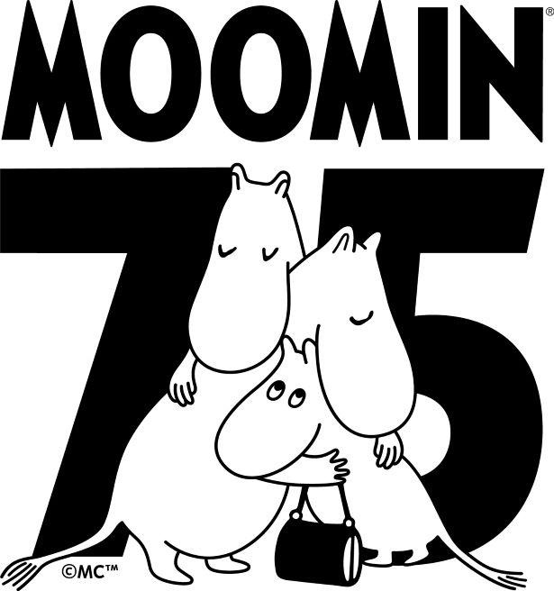 【写真】ムーミン一家が寄り添い合う、75周年ロゴに描かれた温もりあふれるイラスト
