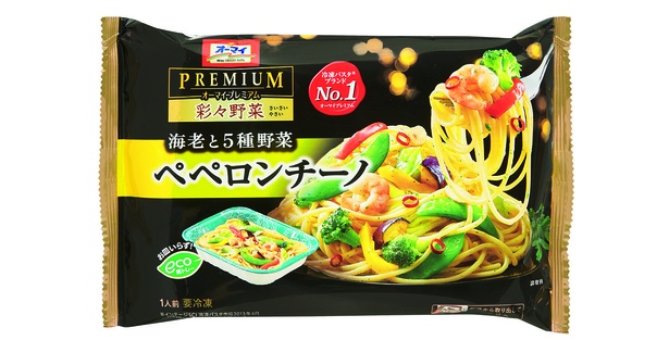 オーマイプレミアム 彩々野菜 ペペロンチーノ(日本製粉、オープン価格/260ｇ　381kcal)