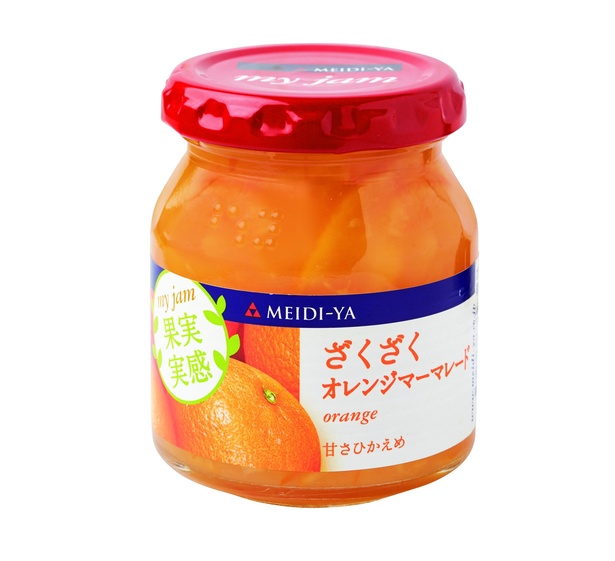 果実実感 ざくざくオレンジマーマレード(明治屋、￥220/160ｇ　36kcal/1食(20ｇ)当たり)