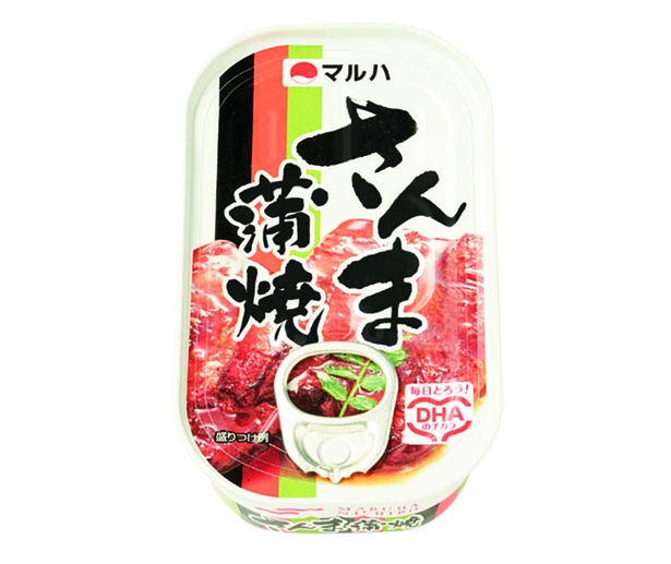 さんま蒲焼(マルハニチロ、￥238/100ｇ　 253kcal/1缶分(100ｇ)当たり)