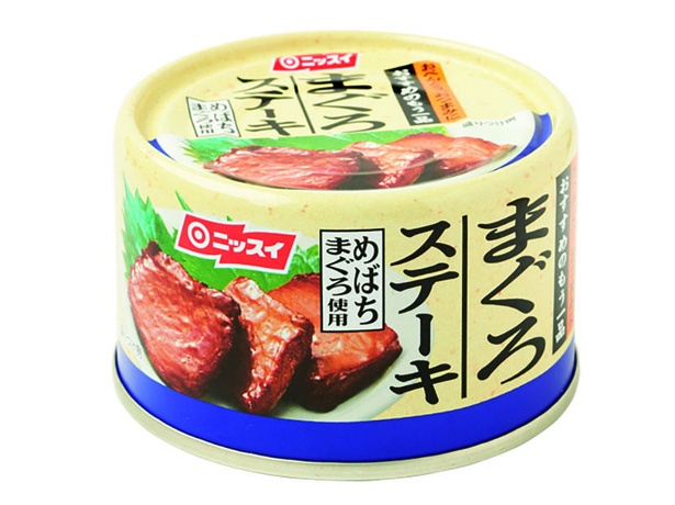 まぐろステーキ(ニッスイ、￥358/130ｇ　198kcal/1缶当たり)