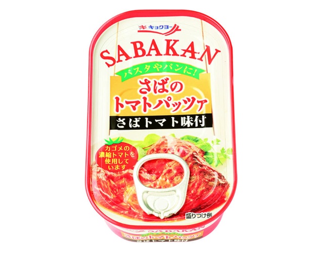 SABAKAN さばのトマトパッツァ(極洋、￥237/90ｇ　159kcal/1缶当たり)