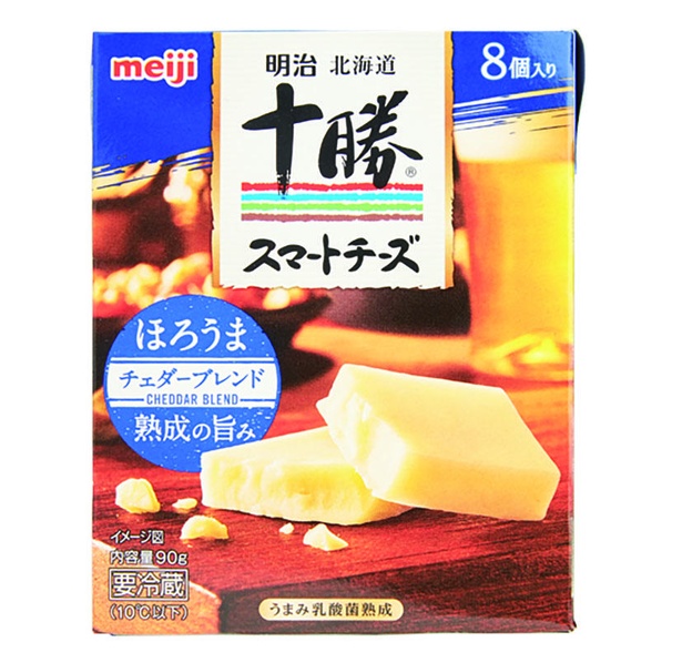 明治北海道十勝スマートチーズ チェダーブレンド (明治、￥345/90ｇ( 8  個入り)　41kcal/1個当たり)