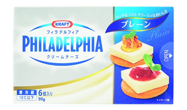 フィラデルフィア クリームチーズ6P プレーン(森永乳業、￥320/90ｇ(6  個入り)　52kcal/1個当たり)