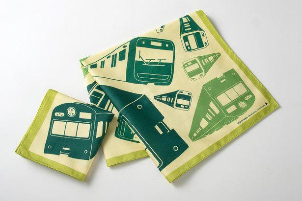 歴代の山手線のイラストがデザインされた「green train(1枚)」(税込1650円)
