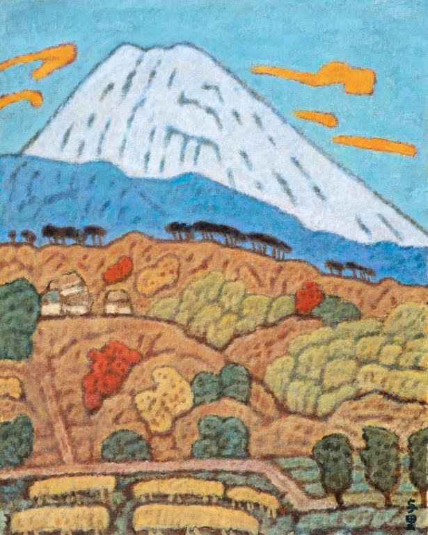 【写真】1957年に油絵を用いて描かれた斎藤与里作｢畑毛の富士｣