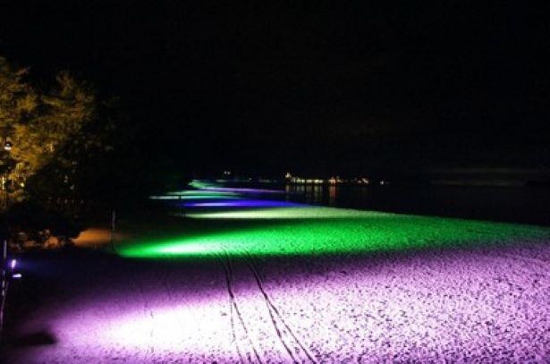 光と音で演出する夏夜の桃源橋/天橋立砂浜ライトアップ