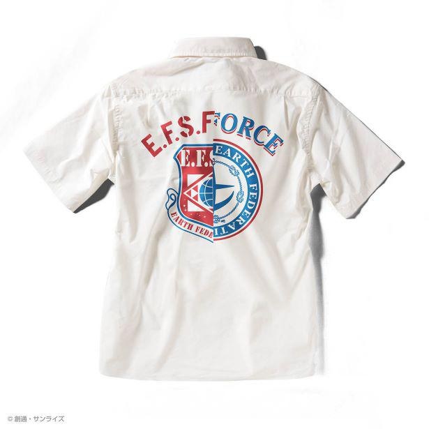 「STRICT-G『機動戦士ガンダム』クールマックス 半袖オープンカラーPt.シャツ」  E.F.S.F(ホワイト)