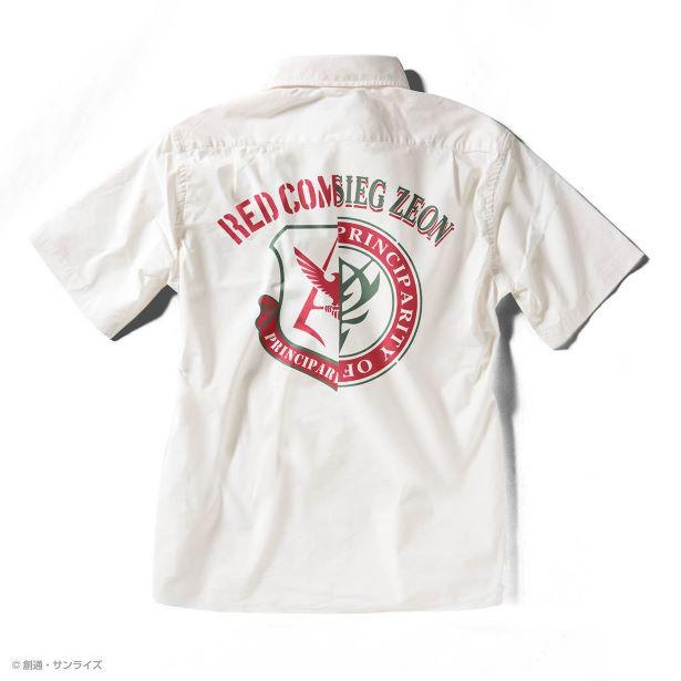 「STRICT-G『機動戦士ガンダム』クールマックス 半袖オープンカラーPt.シャツ」  RED COMET(ホワイト)