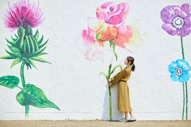 花が描かれたウォールアートにも注目。SNS映えの写真が撮れるかも！？