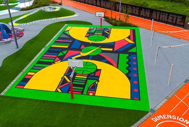 色彩豊かなコートデザインが特徴の3×3コート「AIR RAID COURT(エア レイド コート)」
