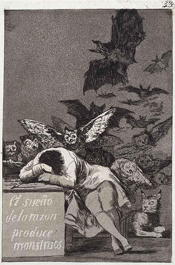 【写真】フランシスコ・ホセ・デ・ゴヤ・イ・ルシエンテス《『ロス・カプリーチョス』：理性の眠りは怪物を生む》 1799年 エッチング、アクアティント 21.6×15.2センチ