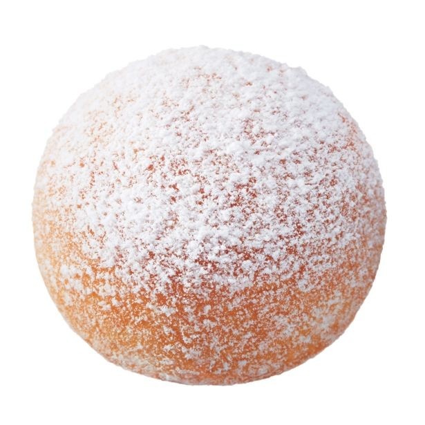ふんわりとしたイースト生地のドーナツにホイップクリームを詰めてシュガーをまぶした「エンゼルクリームボール」(1個37円)