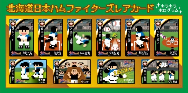 【写真を見る】「北海道日本ハムファイターズ」の選手が、往年のファミスタ風に描かれたコラボレーションカードが封入