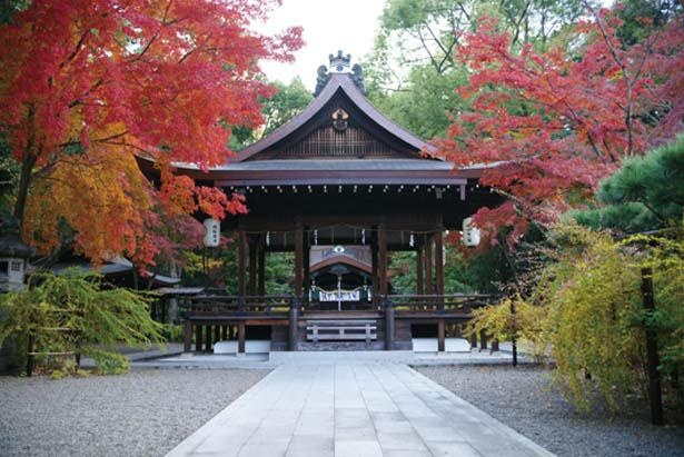 初秋にはハギの花、晩秋には赤く色付くカエデなどで、境内が華やかに/梨木神社