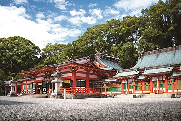 朱と白が美しい熊野速玉大社の社殿も必見