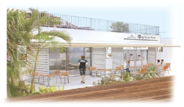 自然色をベースにした落ち着いたインテリアの店内では、パンケーキが焼き上がる工程が見れるようオープンキッチンを採用している
