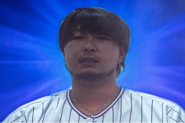 横浜DeNAベイスターズの三嶋一輝選手も登場。「チームのために、そしてファンの方々が超元気になってくれるようなプレーをがんばりたいと思います」