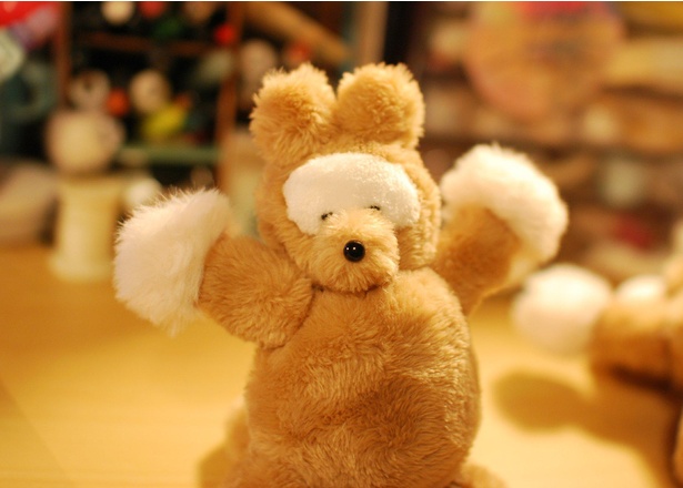 たぬきのぬいぐるみ。表情がキュート