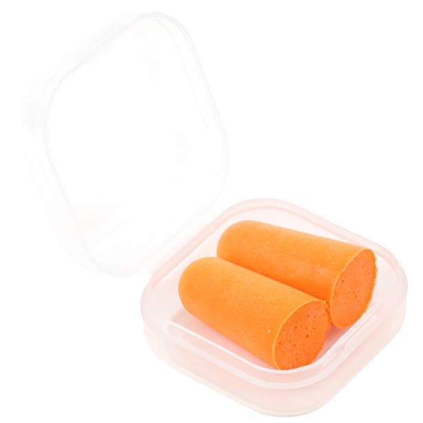 耳栓はやわらかいフォームタイプ。ウッドストックのセットにはオレンジの耳栓が付属