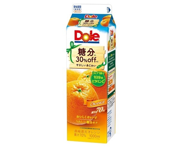 1000mlの「Dole(R)糖分30％off オレンジ」(税別220円)