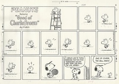ウッドストックがボールパーソンならぬ“ボールバード”に。「ピーナッツ」原画　1978年3月5日
