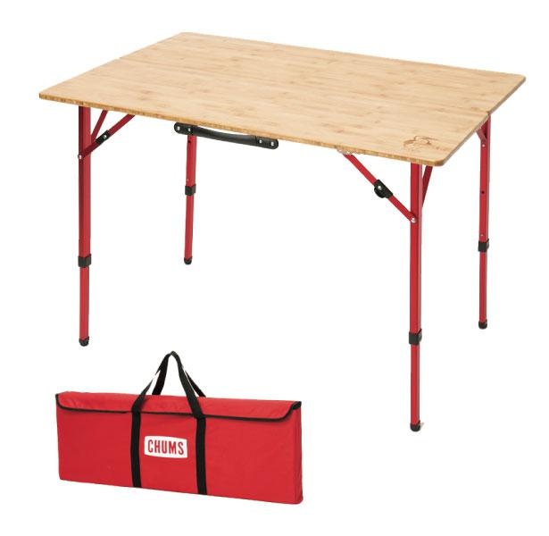 【写真】二つ折りにできるナチュラルな竹製テーブル。脚の高さが3段階に調節できるので、キッチンテーブルやローテーブルとしても使える