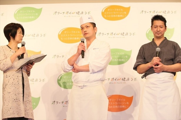 「鈴なり」の店主・村田明彦さん(写真中央)、「さぬきや」店主・近藤康浩さん(写真右)による和食レシピも披露