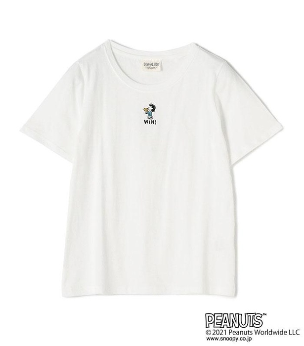着こなし自由自在！さりげないワンポイント刺しゅうがキュートな「ルーシーワンポイント刺繍Tシャツ」(2189円)