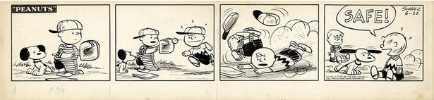 スヌーピーは野球を楽しむ様子を見ているだけかと思いきや…!? 冷静なジャッジ！「審判は見ていた。」(1954年6月22日)