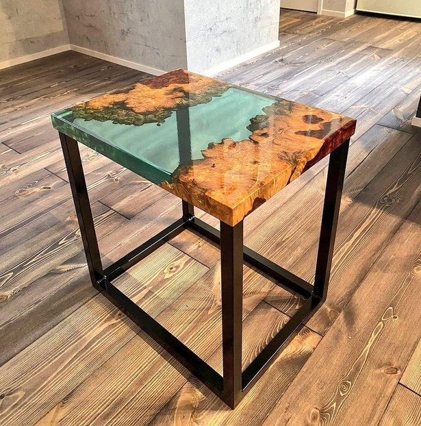 新品推薦★円形テーブル 机 リバーテーブル 川の流れ ウッド リバー テーブル くるみの木 コーヒーテーブル