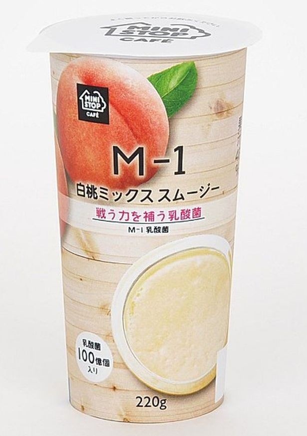 白桃の自然な味わいが感じられると人気の「MINISTOP CAFE 白桃ミックス スムージー」(178円)