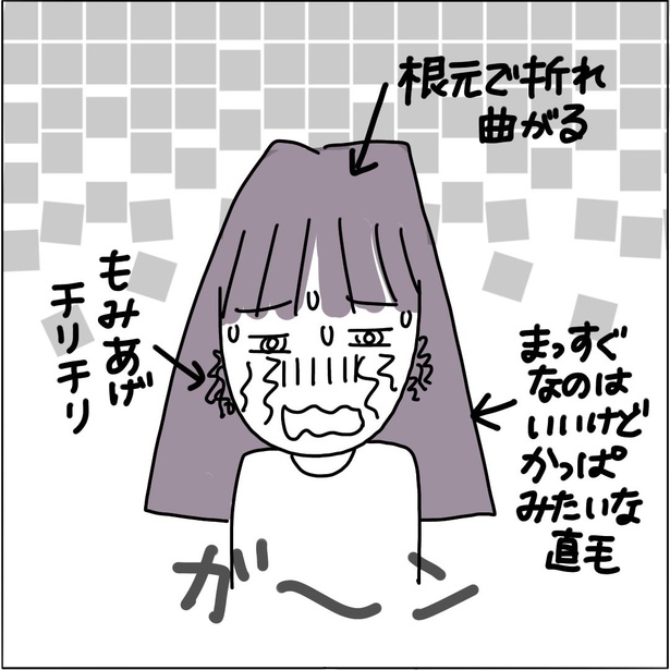 少し安い近所の美容院でストパーをかけたら、悲惨な仕上がりに…！