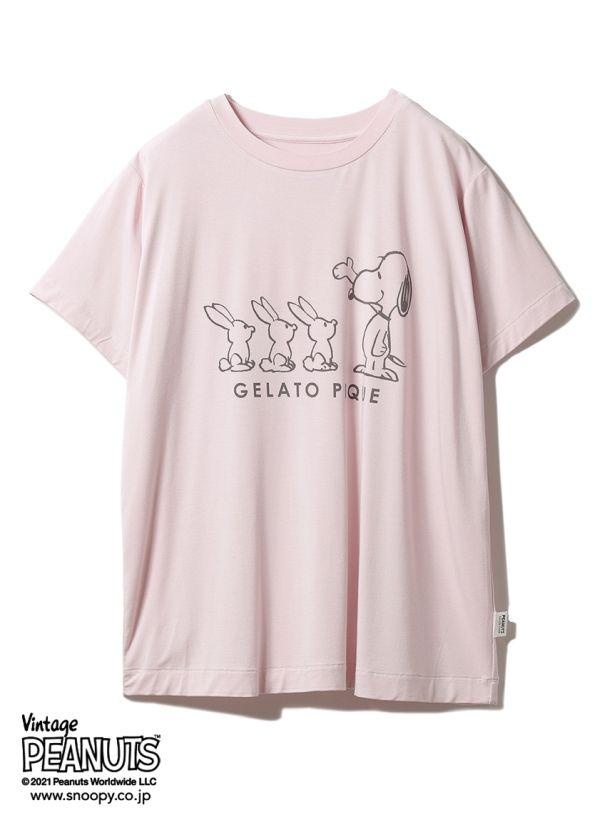 「【PEANUTS】プリントTシャツ」ピンク