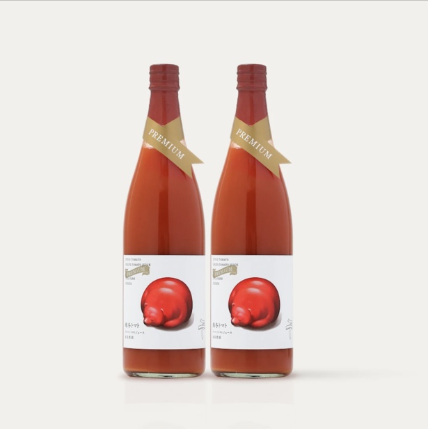 1本あたり約20個分のトマトを使用した「越冬フルーツトマトジュース(720ml)」。贈り物や手土産などギフトにもおすすめ