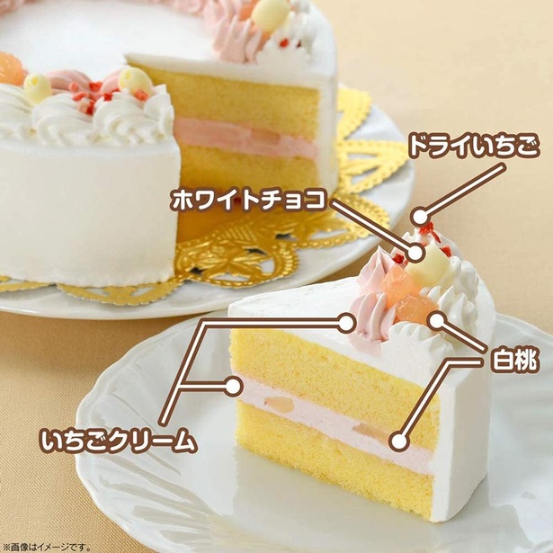桃といちごをアクセントにしたショートケーキ