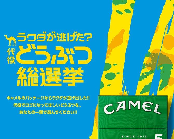 たばこ「キャメル」のラクダが脱走!?「代役どうぶつ総選挙」が開催！選ばれた動物は限定パッケージに