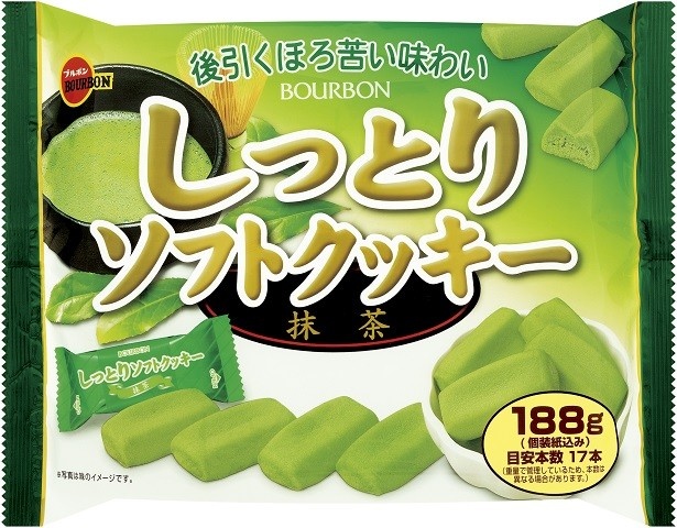 「188gしっとりソフトクッキー抹茶」(参考価格・税抜350円)は、抹茶を練り込み、しっとりと焼きあげたソフトな食感のクッキー