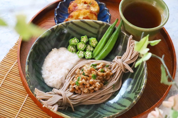 藁納豆風納豆おくら長芋のねばねばそば