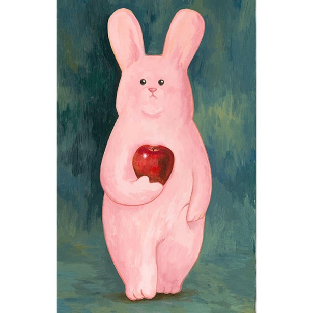 2021年夏に描き上げた色彩豊かな油絵「リンゴを持つスキウサギ」