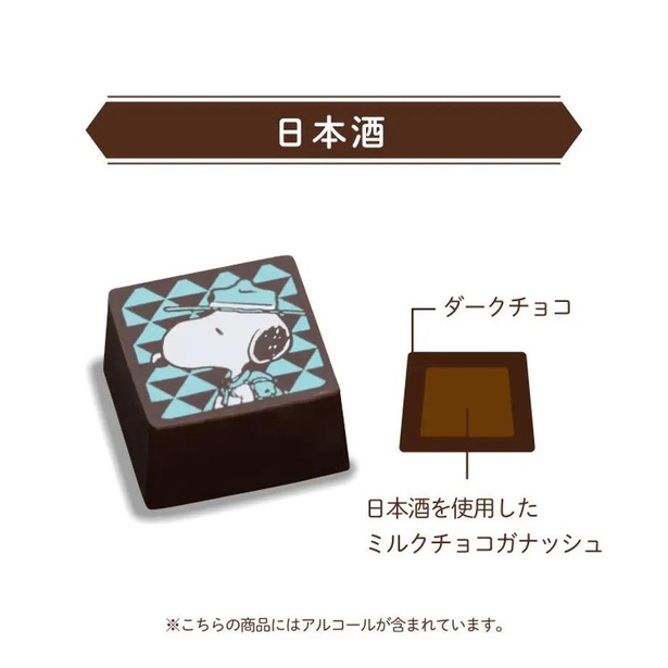 ダークチョコの中に日本酒を使ったミルクチョコガナッシュが包まれた「日本酒」