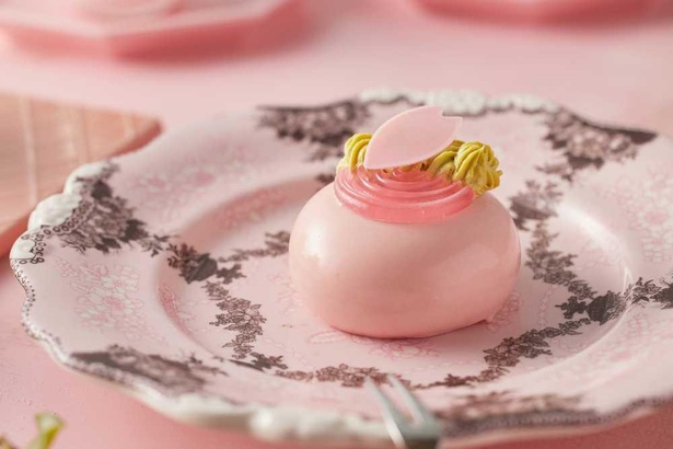 【写真】桜ピンクと抹茶の緑のコントラストが美しい「桜のムース」(700円)