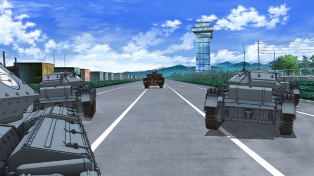 大洗マリンタワーをはじめ、会場周辺も戦車戦の舞台としてリアルに描かれる