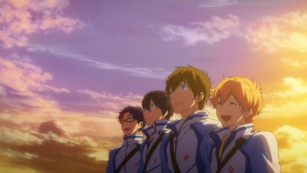 高校水泳部が舞台のTVアニメ「Free!」シリーズを2本の劇場版として再構築した前篇