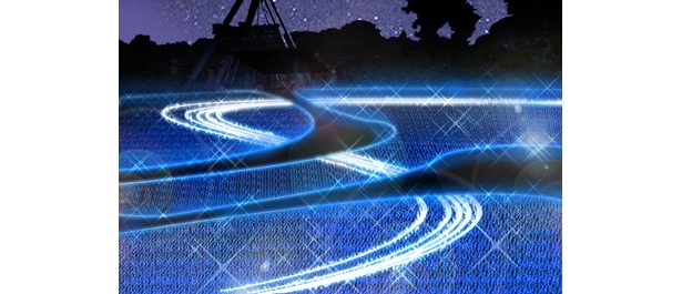 ブルーを基調としたLEDで傾斜を彩る「光の海」