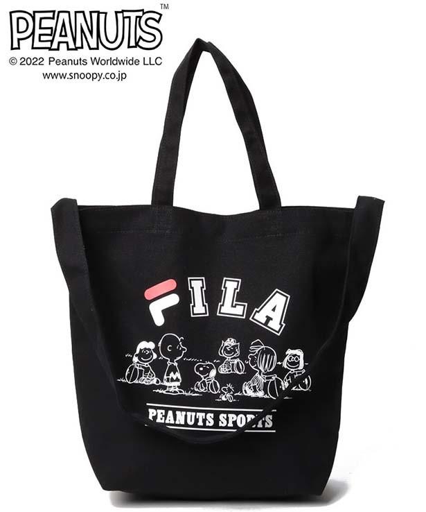 【写真】FILAのロゴとスヌーピーがキュートな「イージーショルダーバッグ」ブラック