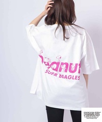 「ワイドボディー 半袖 Tシャツ 6.2オンス」ホワイト×ピンク