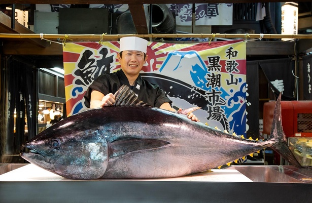 迫力ある生マグロの解体ショーは必見！